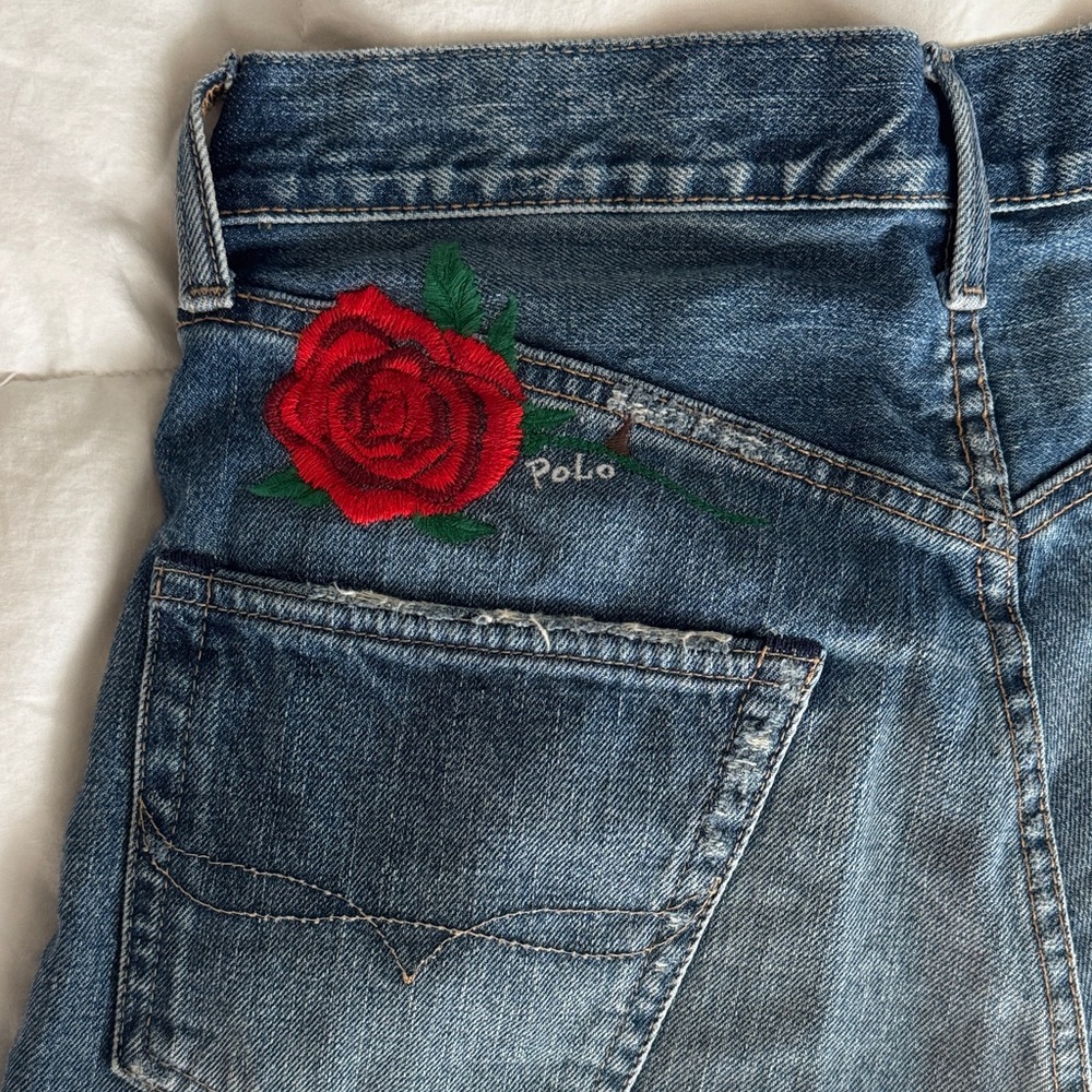 Polo by Ralph Lauren Dark Blue Jean Shorts with embroidery